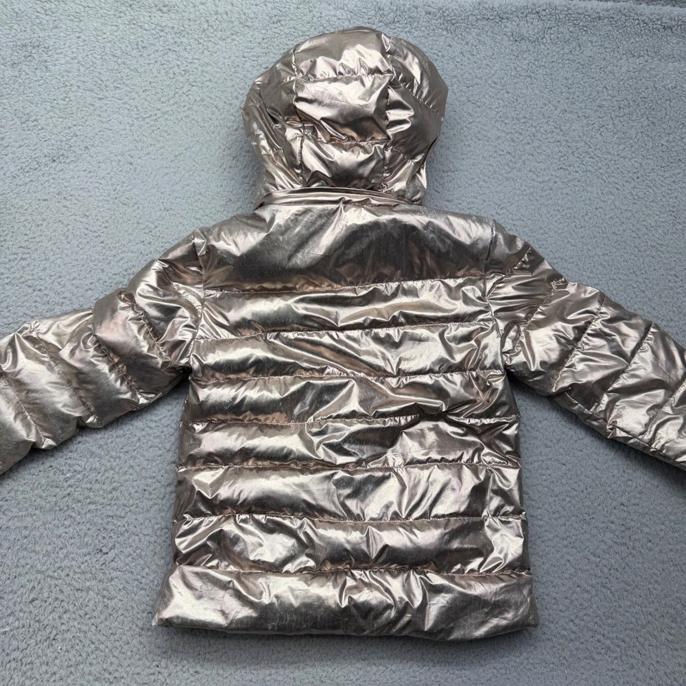 Polo Ralph Lauren Kids Size 7 Metallic Silver Hooded Puffer Jacket Winter Coat - Picture 9 of 16